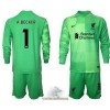 Officiële Voetbalshirt + Korte Broek Doelman Liverpool Alisson Becker 1 Thuis 2021-22 Lange Mouw - Kids